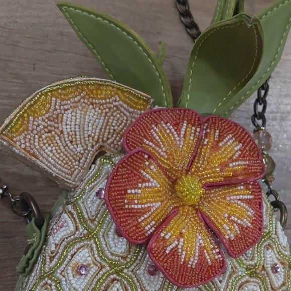 Mary Frances Green and Orange Beaded Pineapple Bag - Picture 3 of 9